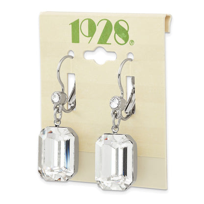 Mode 1928 Schmuck Silberfarben Klar Smaragdschliff Crystals From Swarovski Hängend Ohrhänger mit Brisur