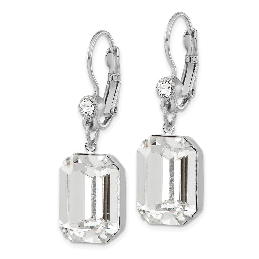 Mode 1928 Schmuck Silberfarben Klar Smaragdschliff Crystals From Swarovski Hängend Ohrhänger mit Brisur