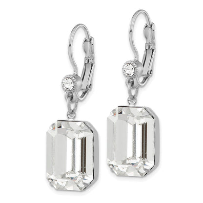 Mode 1928 Schmuck Silberfarben Klar Smaragdschliff Crystals From Swarovski Hängend Ohrhänger mit Brisur