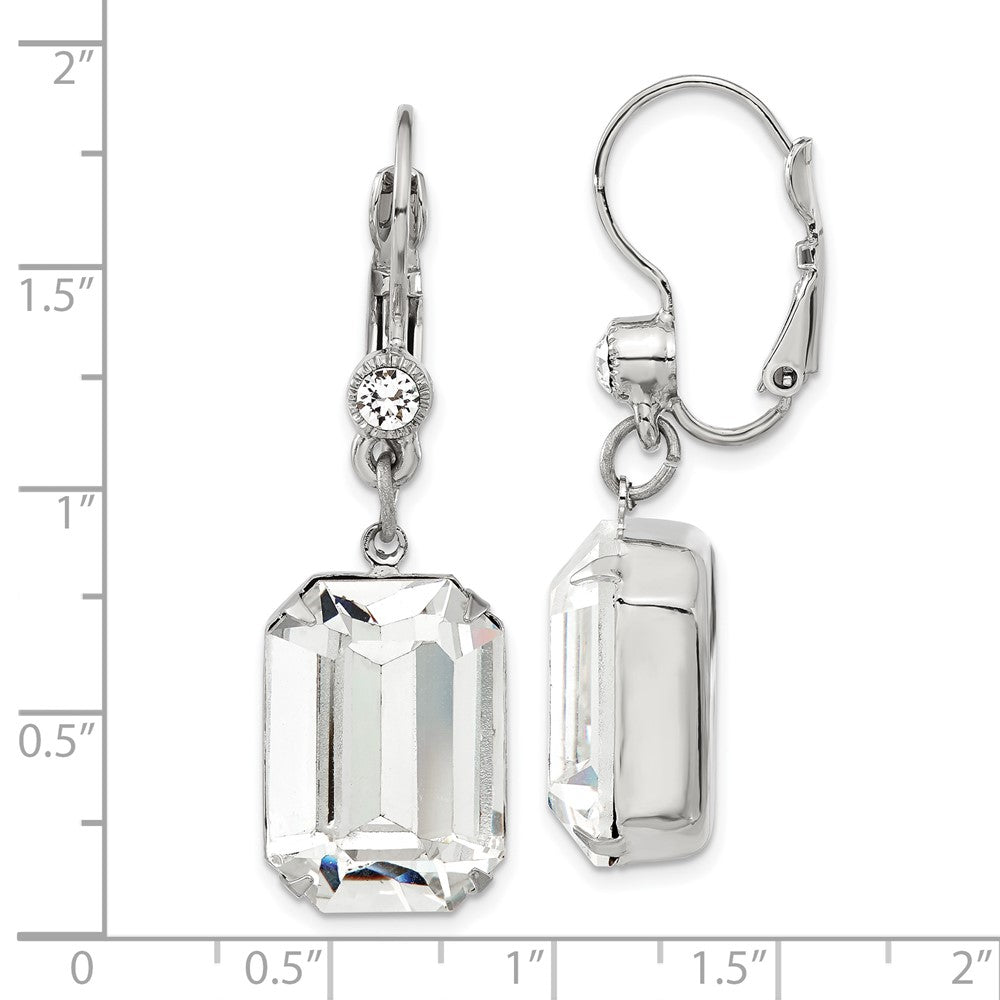 Mode 1928 Schmuck Silberfarben Klar Smaragdschliff Crystals From Swarovski Hängend Ohrhänger mit Brisur