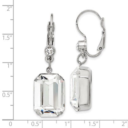 Mode 1928 Schmuck Silberfarben Klar Smaragdschliff Crystals From Swarovski Hängend Ohrhänger mit Brisur