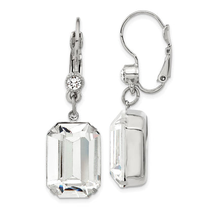 Mode 1928 Schmuck Silberfarben Klar Smaragdschliff Crystals From Swarovski Hängend Ohrhänger mit Brisur