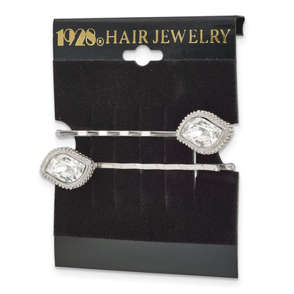 Mode 1928 Schmuck Set Of 2 Silberfarben Fantasie Klar Kristall Hairpins