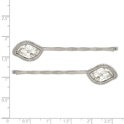 Mode 1928 Schmuck Set Of 2 Silberfarben Fantasie Klar Kristall Hairpins