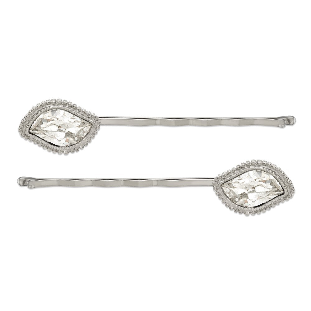 Mode 1928 Schmuck Set Of 2 Silberfarben Fantasie Klar Kristall Hairpins