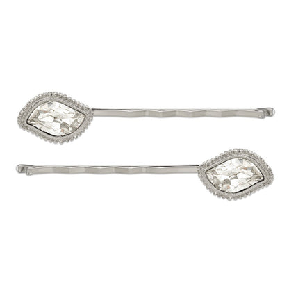 Mode 1928 Schmuck Set Of 2 Silberfarben Fantasie Klar Kristall Hairpins