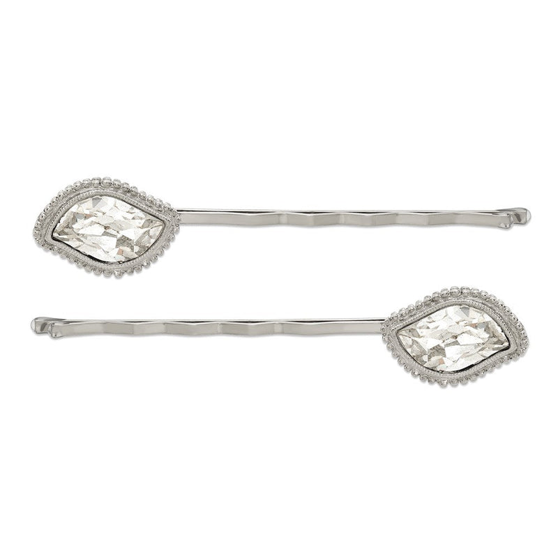 Mode 1928 Schmuck Set Of 2 Silberfarben Fantasie Klar Kristall Hairpins