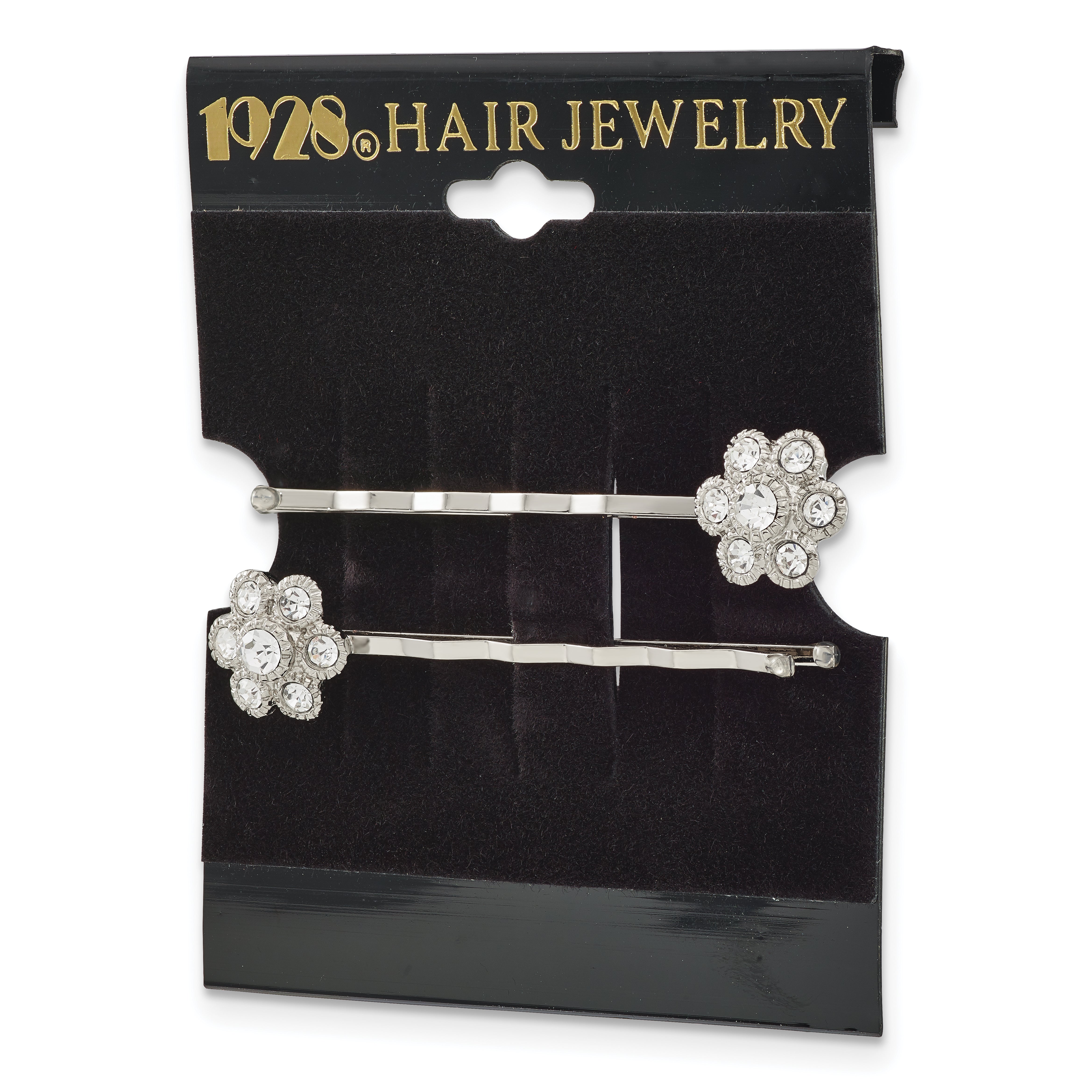 Mode 1928 Schmuck Set Of 2 Silberfarben Klar Kristall Blume Hairpins