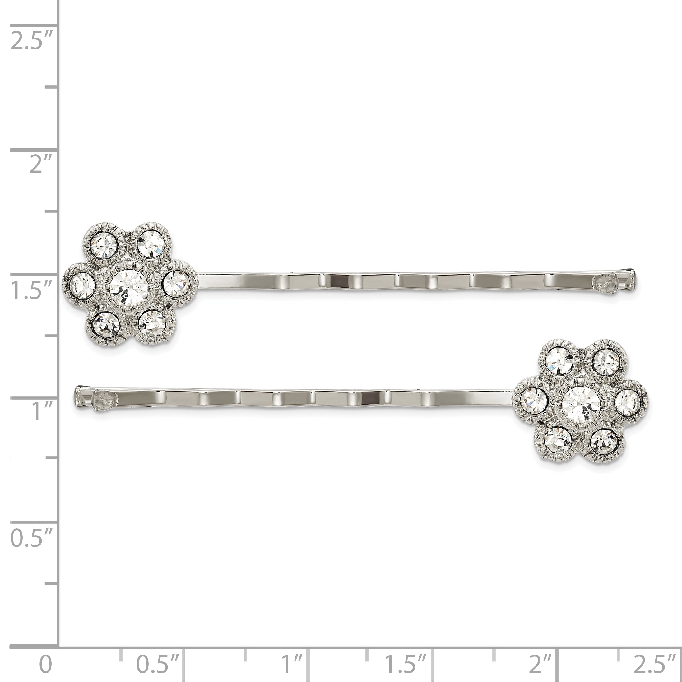 Mode 1928 Schmuck Set Of 2 Silberfarben Klar Kristall Blume Hairpins