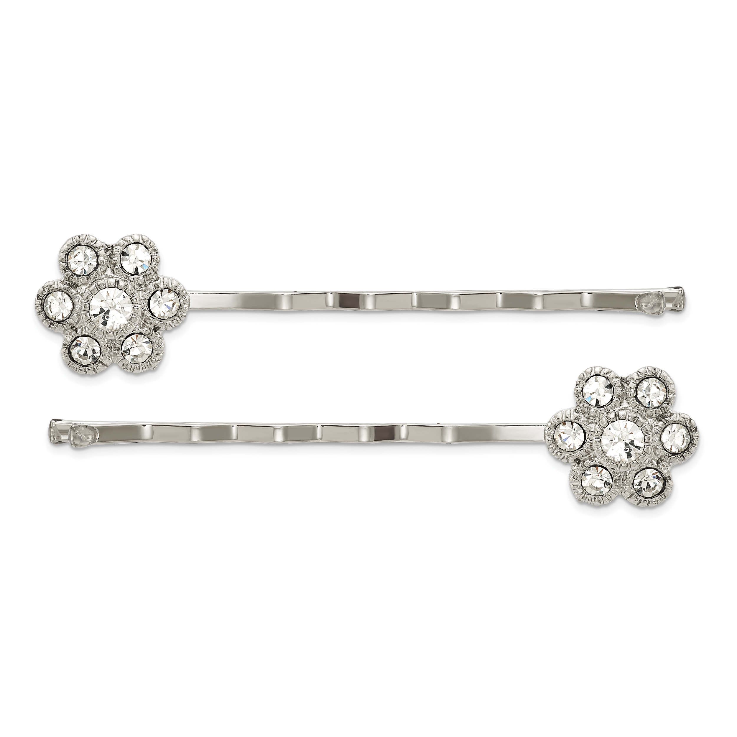 Mode 1928 Schmuck Set Of 2 Silberfarben Klar Kristall Blume Hairpins