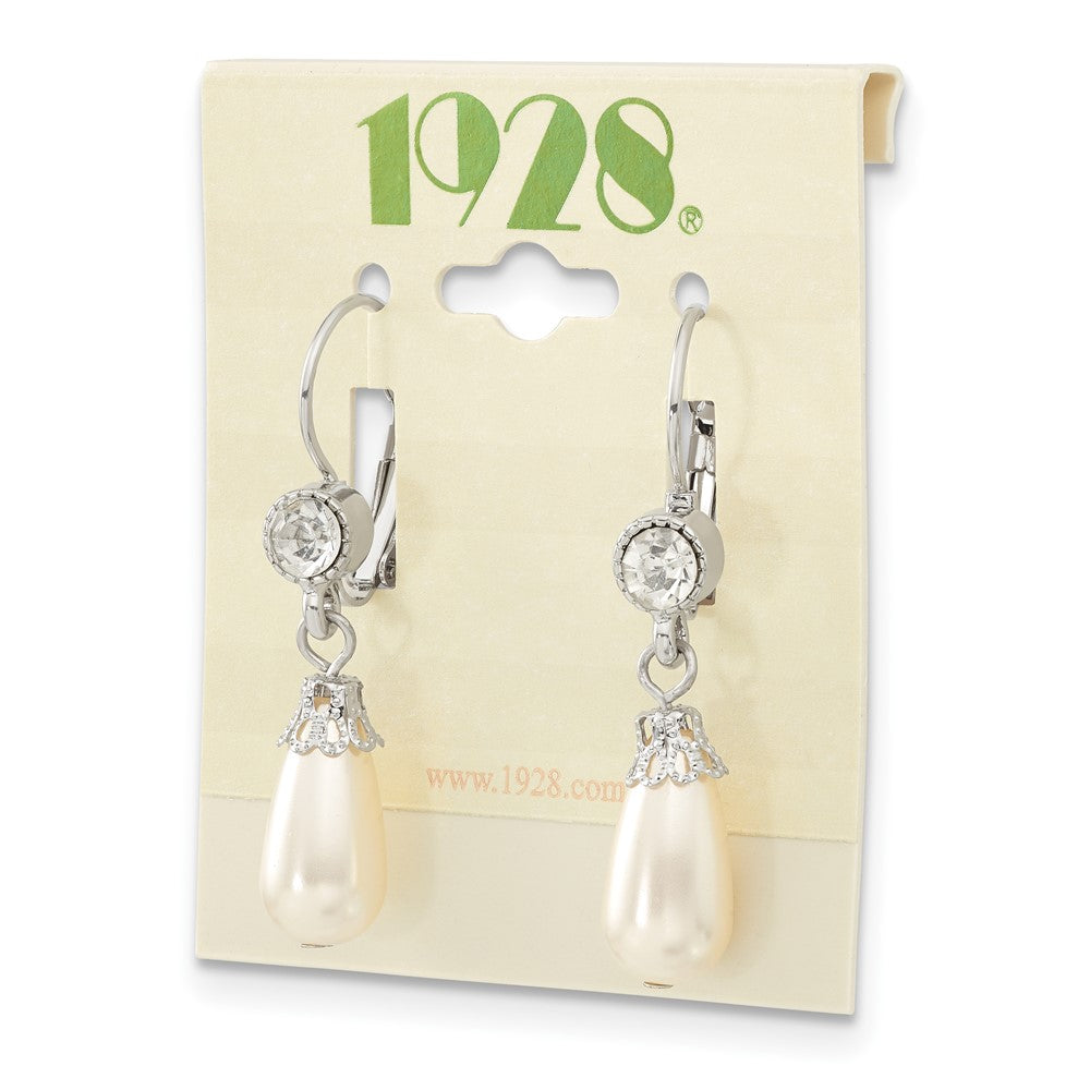 Mode 1928 Schmuck Silberfarben Klar Kristall Imitat Perle Tropfen Hängend Ohrhänger mit Brisur