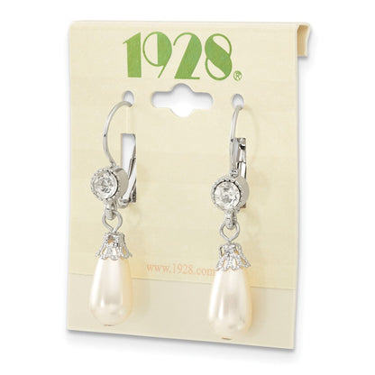Mode 1928 Schmuck Silberfarben Klar Kristall Imitat Perle Tropfen Hängend Ohrhänger mit Brisur