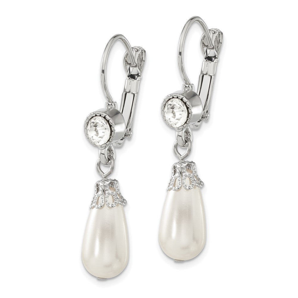 Mode 1928 Schmuck Silberfarben Klar Kristall Imitat Perle Tropfen Hängend Ohrhänger mit Brisur