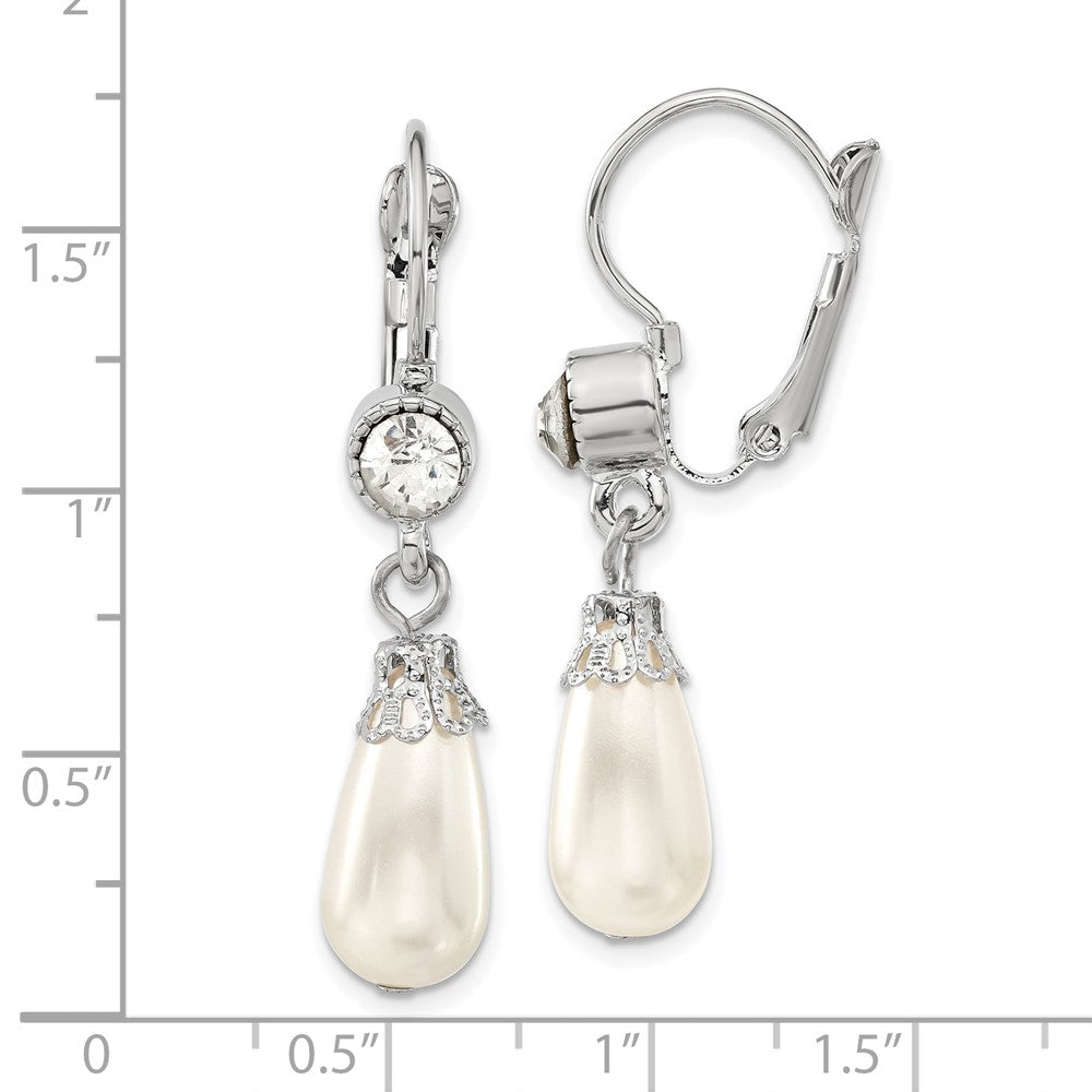 Mode 1928 Schmuck Silberfarben Klar Kristall Imitat Perle Tropfen Hängend Ohrhänger mit Brisur