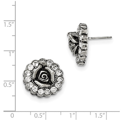 Mode 1928 Silberfarben Weiß Kristall Rose Ohrstecker