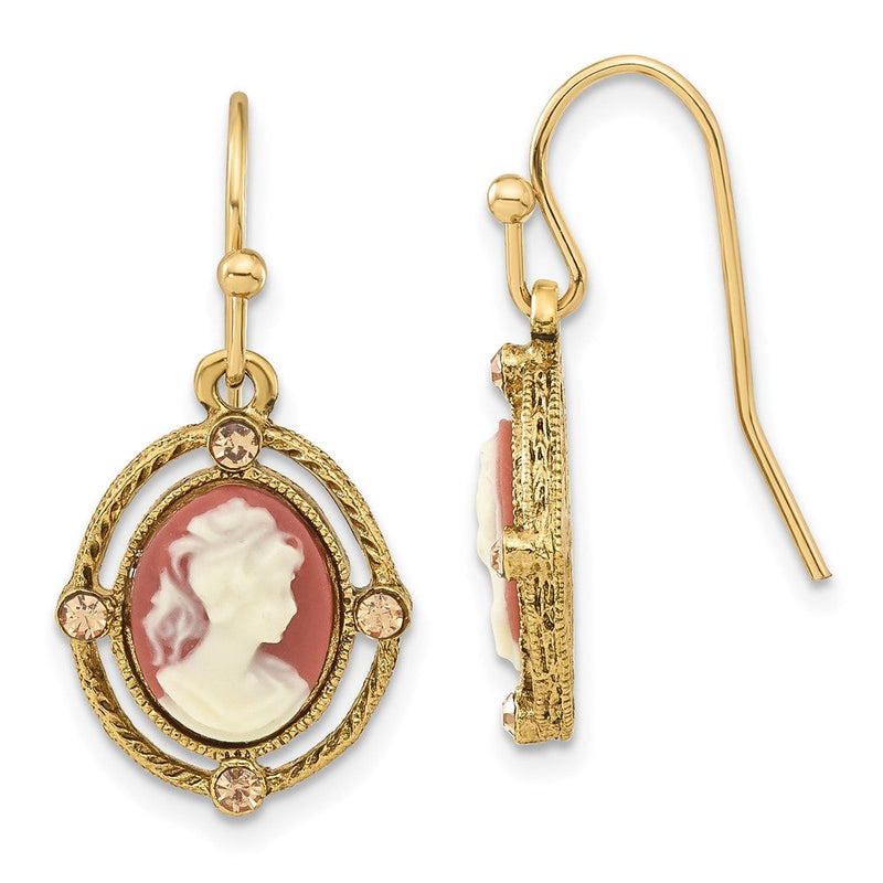 Mode 1928 Schmuck Goldfarben Rahmen Ivory Colored Damen Acrylic Cameo Ohrhänger