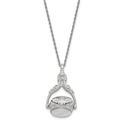 Mode 1928 Schmuck Silberfarben Drei Sided Spinning Blumen Muster Oval 13mm Lockets 30 Zoll Halskette Fasst 6 Photos