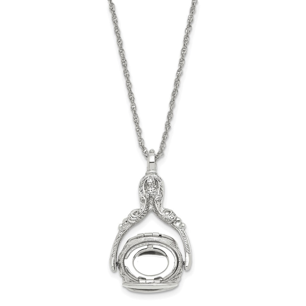 Mode 1928 Schmuck Silberfarben Drei Sided Spinning Blumen Muster Oval 13mm Lockets 30 Zoll Halskette Fasst 6 Photos