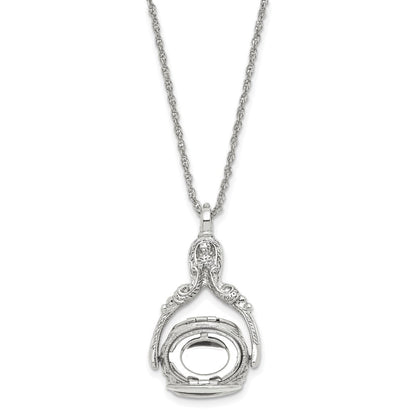 Mode 1928 Schmuck Silberfarben Drei Sided Spinning Blumen Muster Oval 13mm Lockets 30 Zoll Halskette Fasst 6 Photos