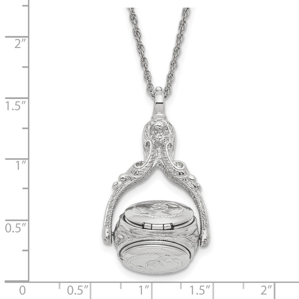 Mode 1928 Schmuck Silberfarben Drei Sided Spinning Blumen Muster Oval 13mm Lockets 30 Zoll Halskette Fasst 6 Photos