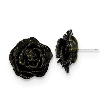 Non Metal Lacquer Dipped Schwarz Echt Rose Silberfarben Ohrstecker
