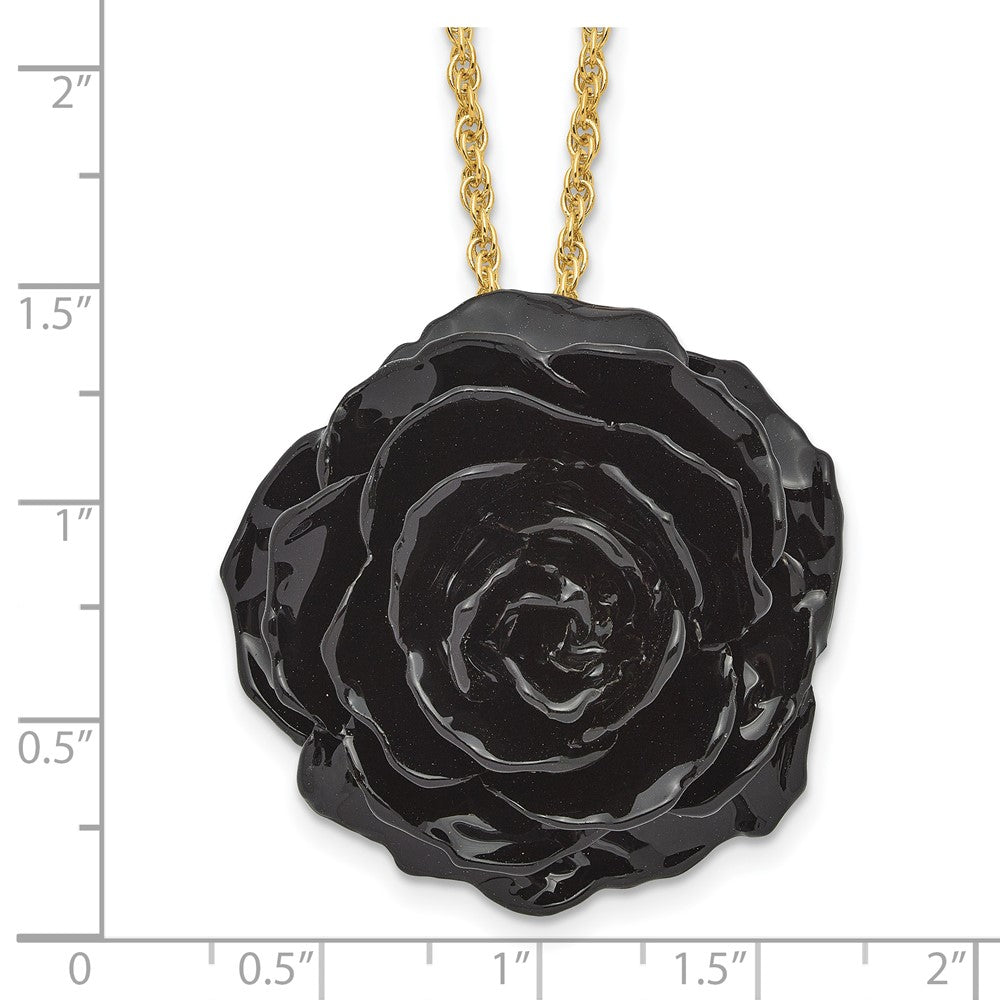 Non Metal Lacquer Dipped Schwarz Echt Rose mit 18 Zoll Goldfarben Halskette