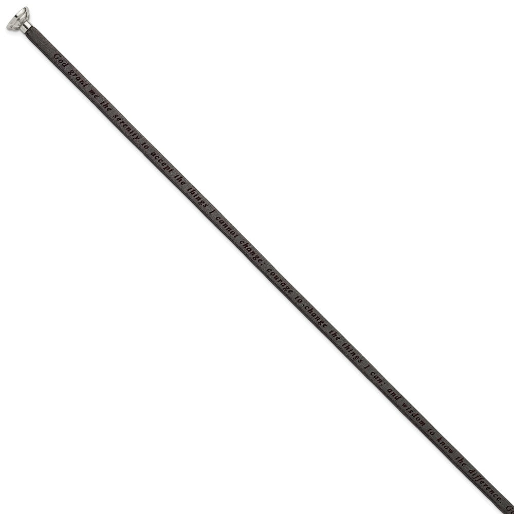 Edelstahl Amen Lord Gebet Schwarz Leder Wickel mit Magnetic Verschluss 21 Zoll Armband