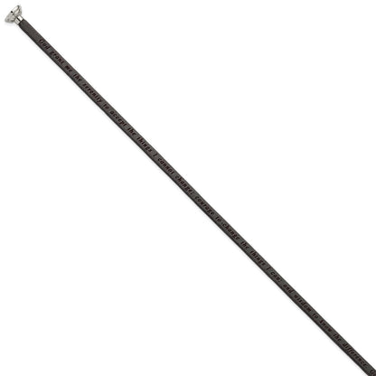 Edelstahl Amen Lord Gebet Schwarz Leder Wickel mit Magnetic Verschluss 21 Zoll Armband