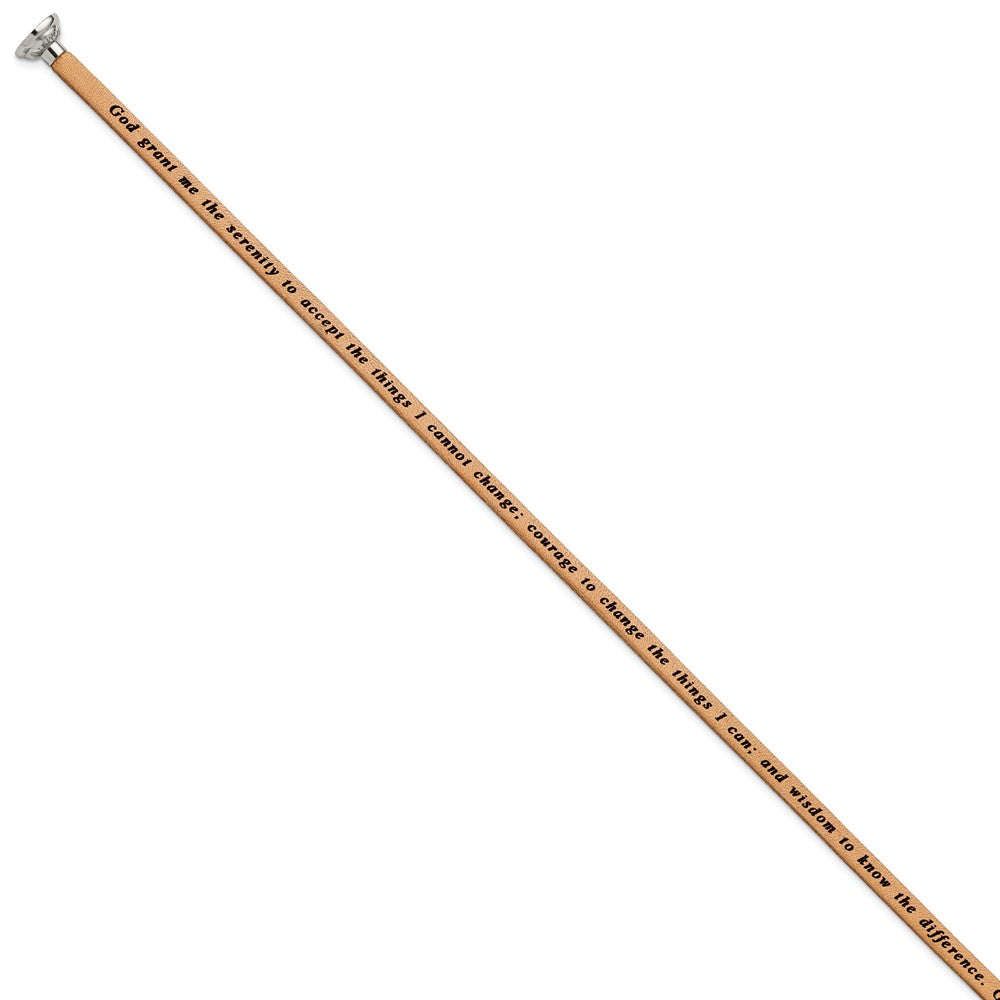 Edelstahl Amen Serenity Gebet Tan Leder Wickel mit Magnetic Verschluss 21 Zoll Armband