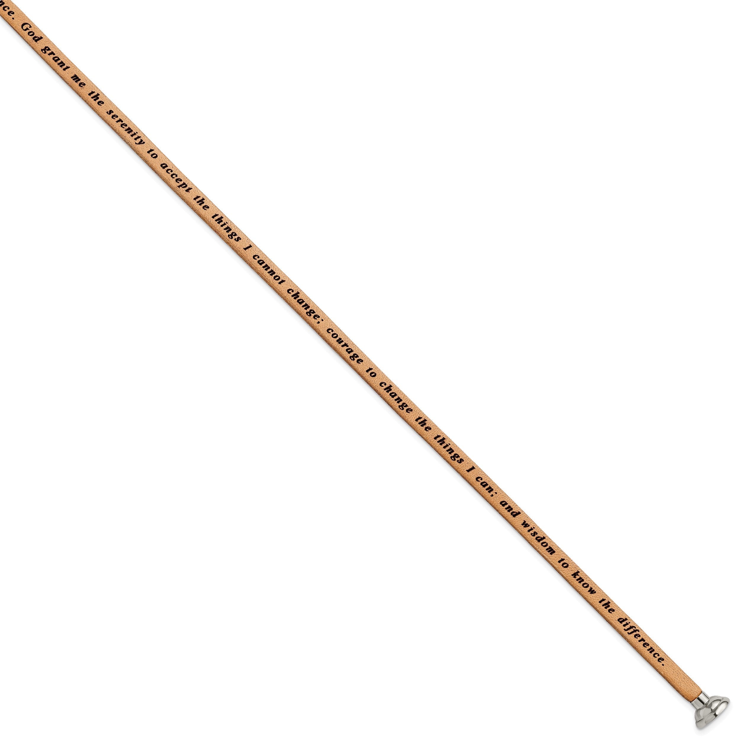 Edelstahl Amen Serenity Gebet Tan Leder Wickel mit Magnetic Verschluss 22.25 Zoll Armband