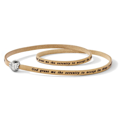Edelstahl Amen Serenity Gebet Tan Leder Wickel mit Magnetic Verschluss 22.25 Zoll Armband