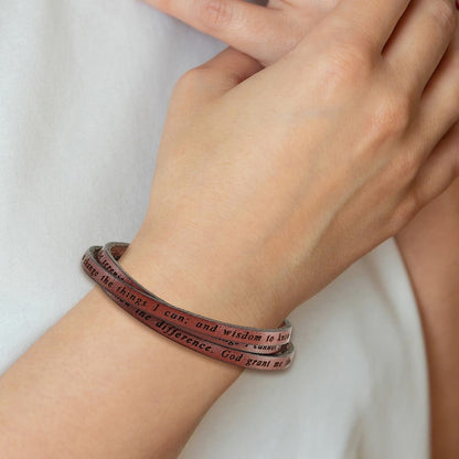 Edelstahl Amen Serenity Gebet Braun Leder Wickel mit Magnetic Verschluss 21 Zoll Armband