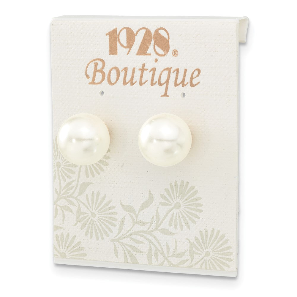 Mode 1928 Schmuck Goldfarben 12mm Ivory Imitat Perle Stecker Ohrstecker