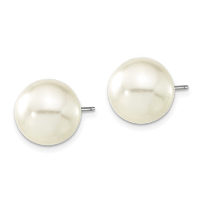 Mode 1928 Schmuck Goldfarben 12mm Ivory Imitat Perle Stecker Ohrstecker