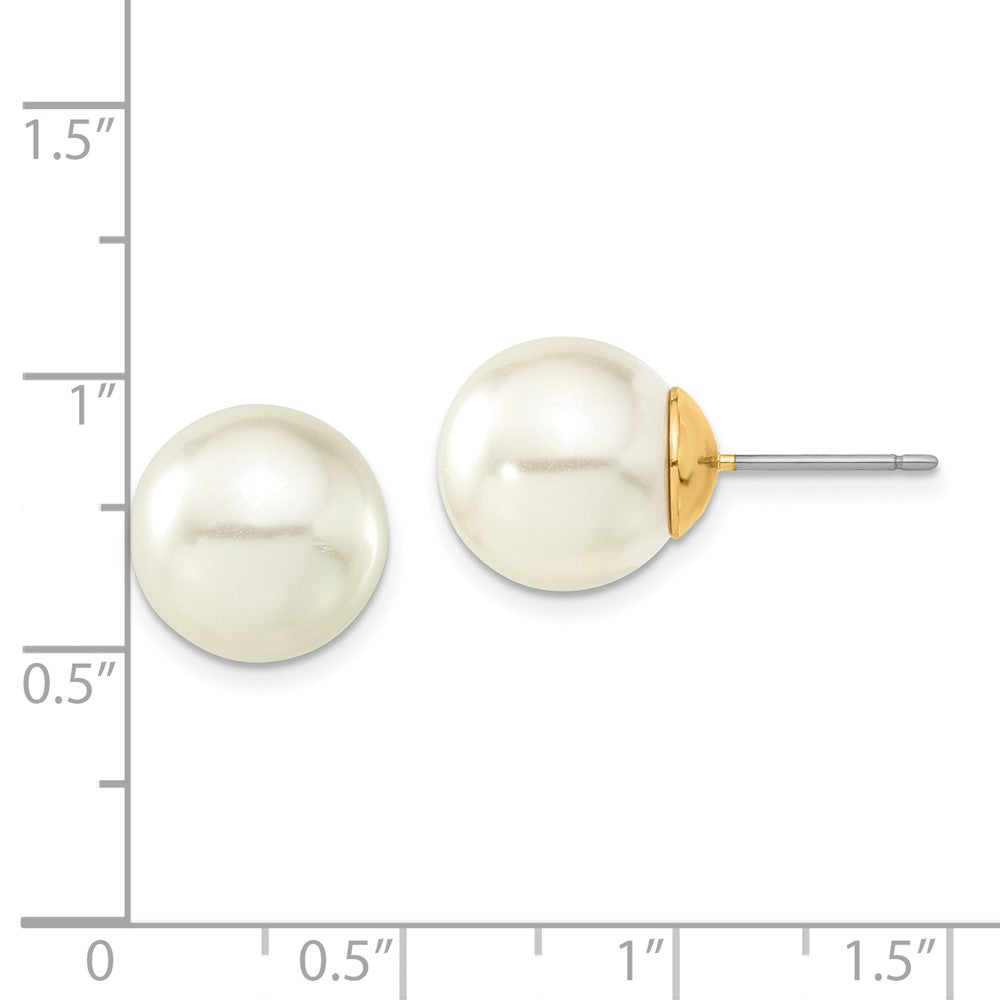 Mode 1928 Schmuck Goldfarben 12mm Ivory Imitat Perle Stecker Ohrstecker