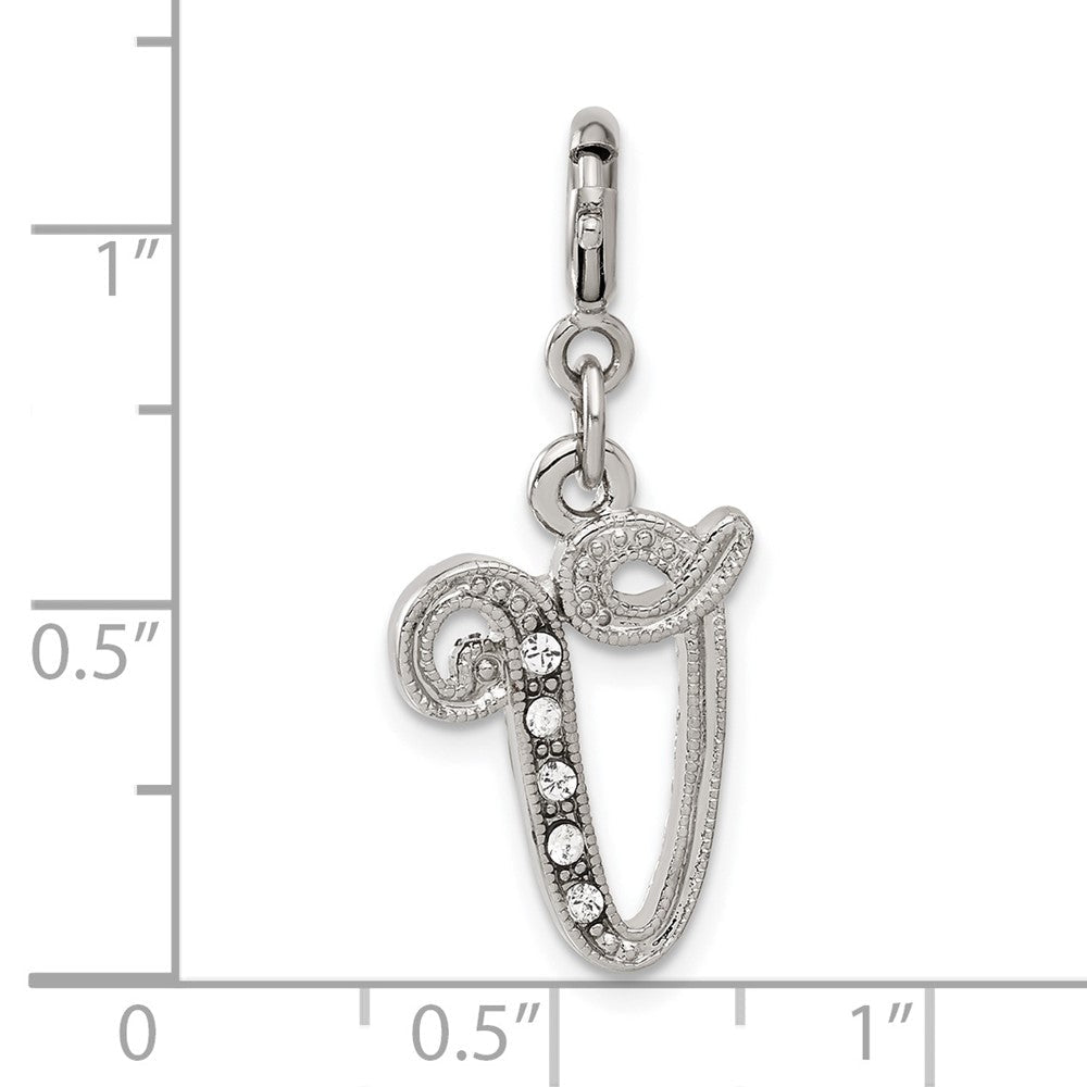 Mode 1928 Silberfarben Kristall Initiale V Federring Charm