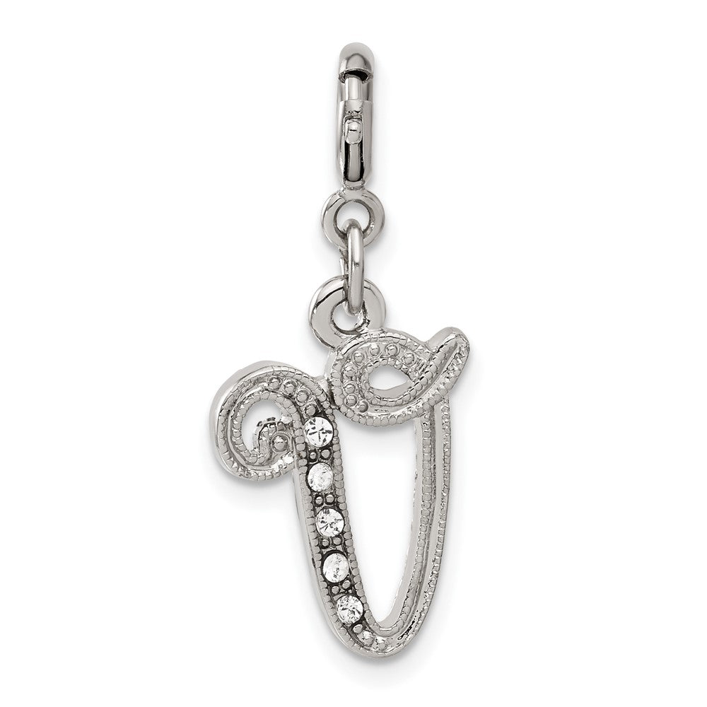 Mode 1928 Silberfarben Kristall Initiale V Federring Charm
