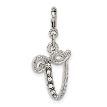 Mode 1928 Silberfarben Kristall Initiale V Federring Charm