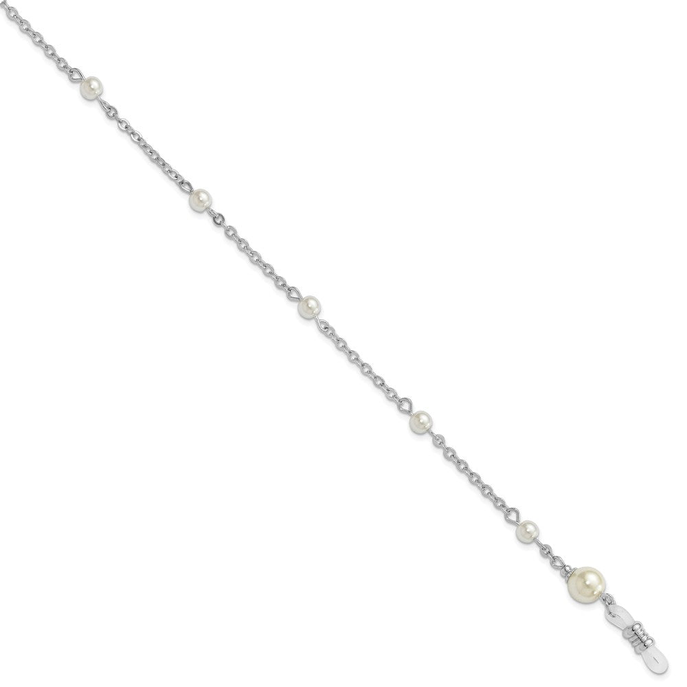 Non Metal 1928 Schmuck Silberfarben Synthetisch Perle Stations Eyeglass Halter 30 Zoll Kette
