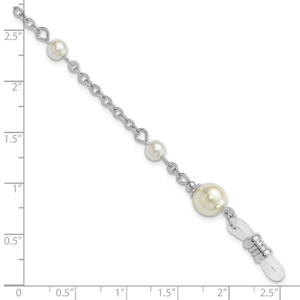 Non Metal 1928 Schmuck Silberfarben Synthetisch Perle Stations Eyeglass Halter 30 Zoll Kette