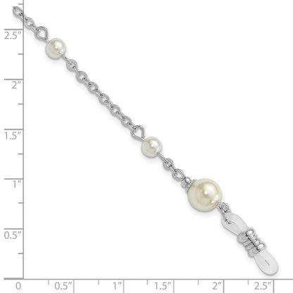 Non Metal 1928 Schmuck Silberfarben Synthetisch Perle Stations Eyeglass Halter 30 Zoll Kette