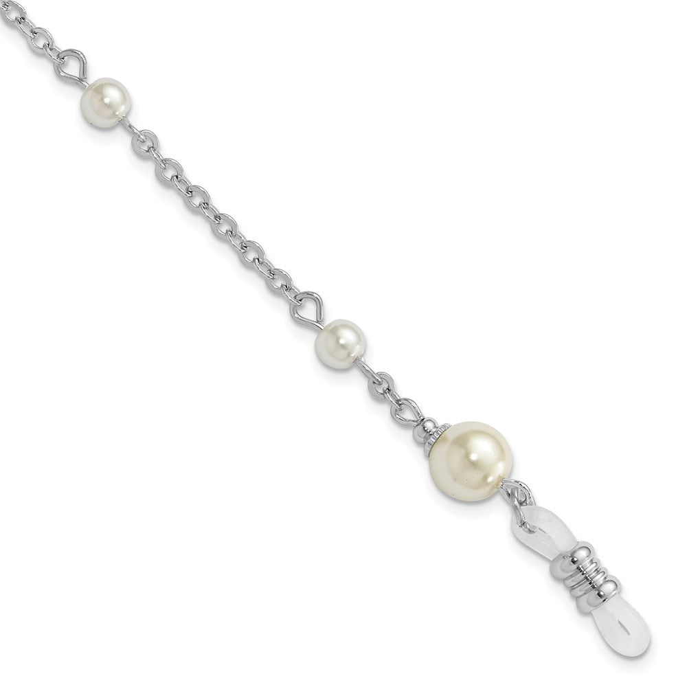 Non Metal 1928 Schmuck Silberfarben Synthetisch Perle Stations Eyeglass Halter 30 Zoll Kette