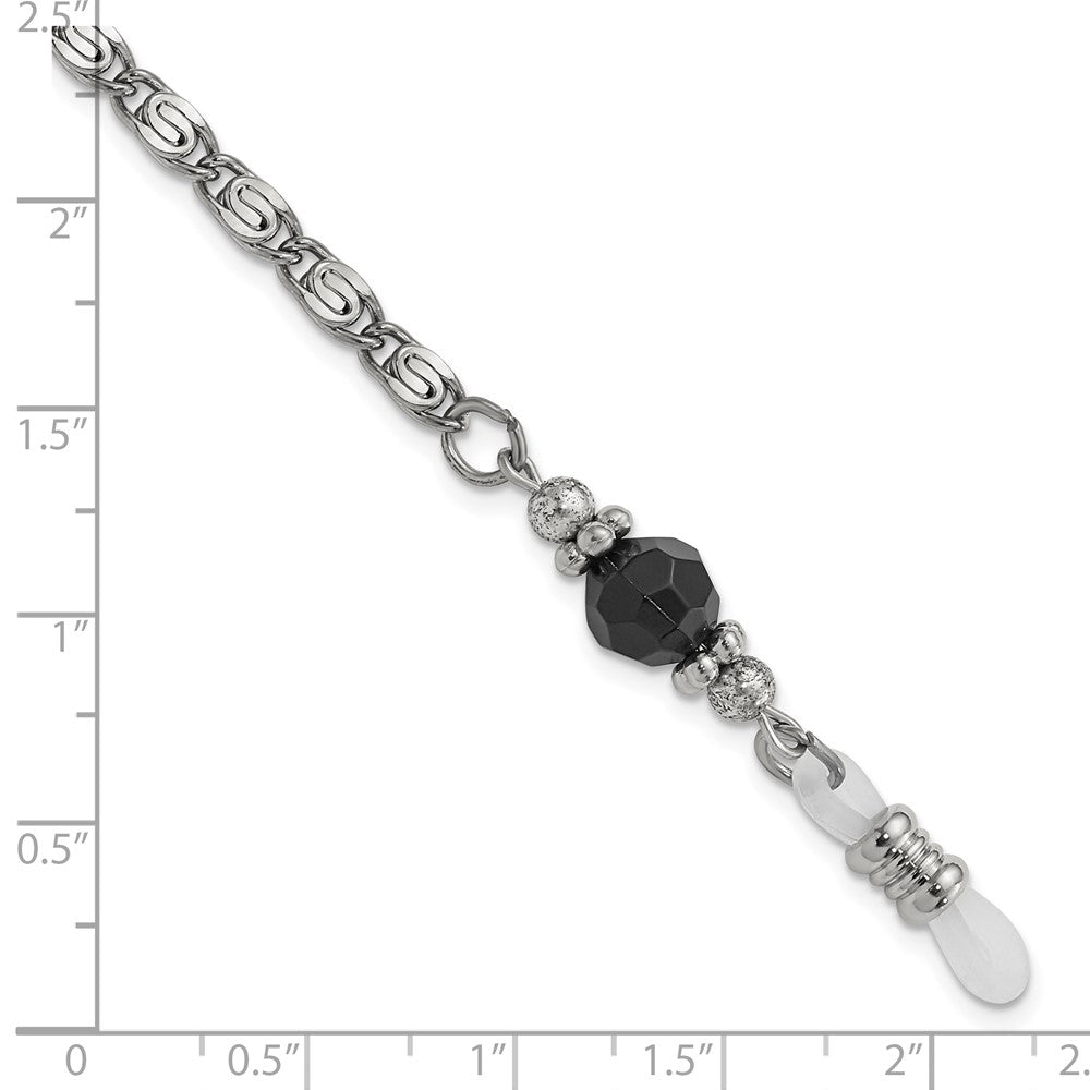 Non Metal 1928 Schmuck Silberfarben Schwarz Kristall Facettiert Perle Eyewear Halter 30 Zoll Kette