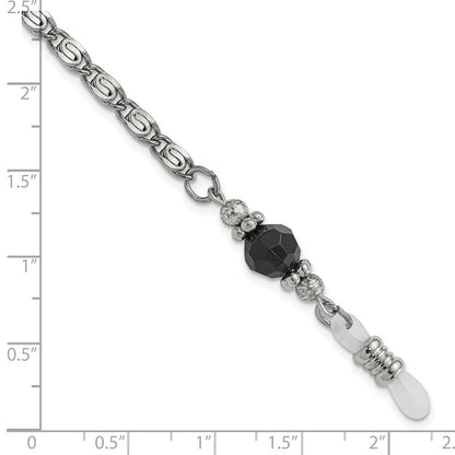Non Metal 1928 Schmuck Silberfarben Schwarz Kristall Facettiert Perle Eyewear Halter 30 Zoll Kette
