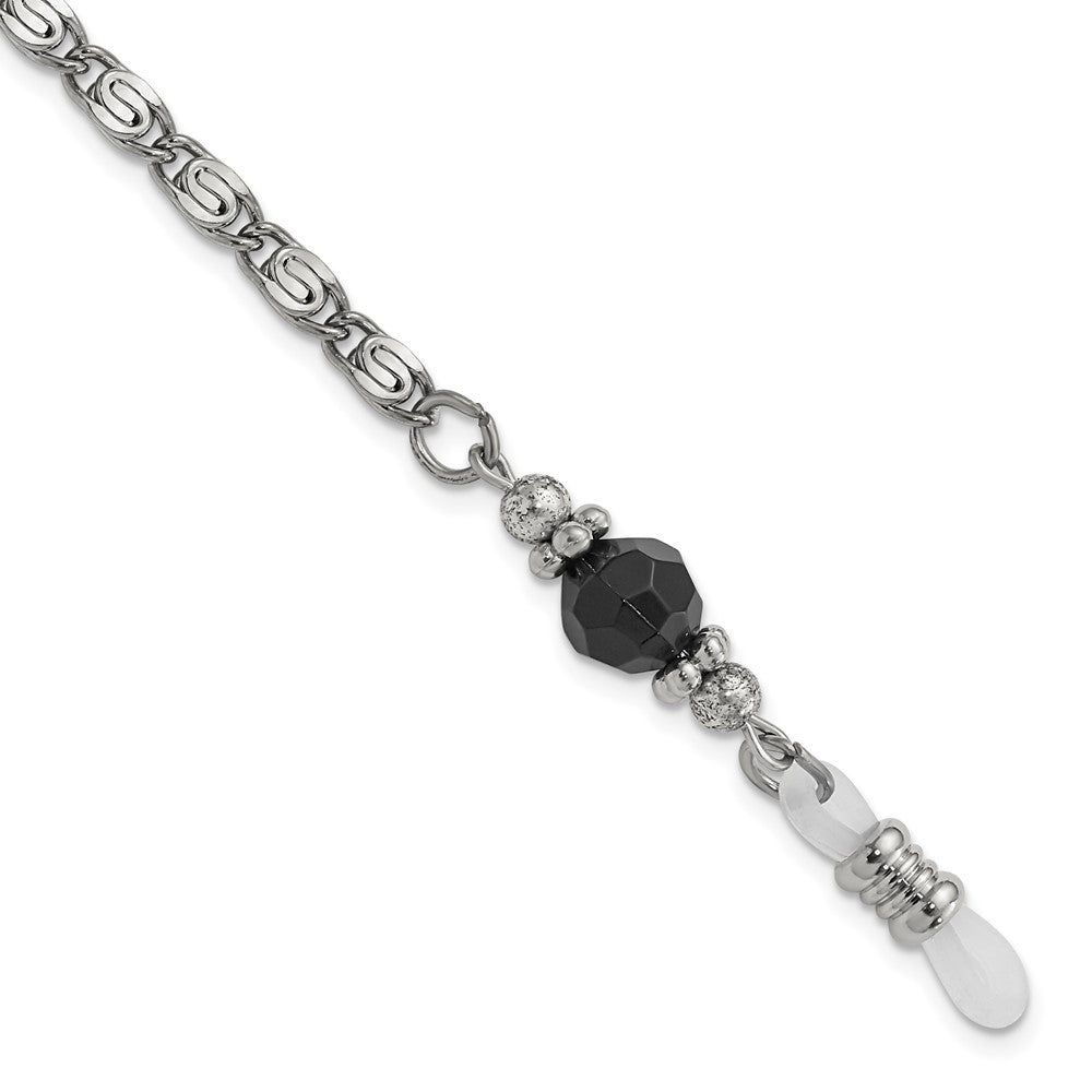 Non Metal 1928 Schmuck Silberfarben Schwarz Kristall Facettiert Perle Eyewear Halter 30 Zoll Kette