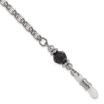 Non Metal 1928 Schmuck Silberfarben Schwarz Kristall Facettiert Perle Eyewear Halter 30 Zoll Kette