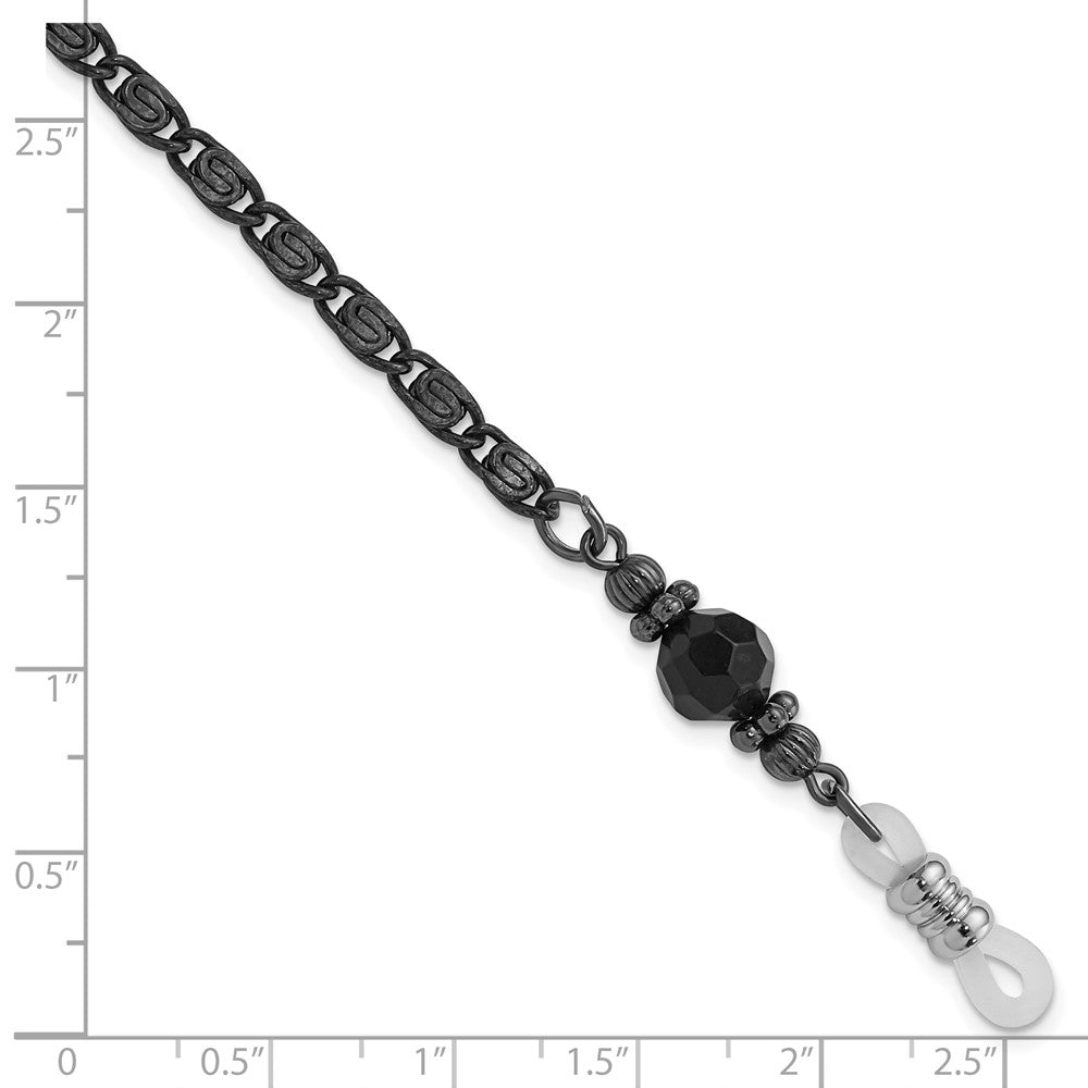 Non Metal 1928 Schmuck Schwarz-beschichtet Schwarz Facettiert Kristall Perle Eyewear Halter 30 Zoll Kette