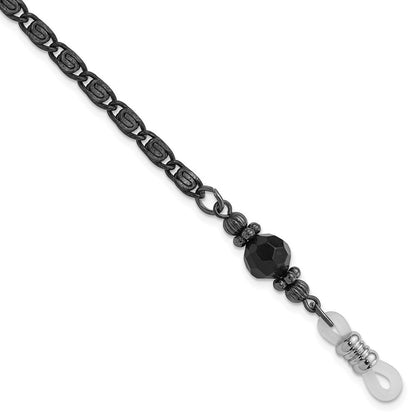 Non Metal 1928 Schmuck Schwarz-beschichtet Schwarz Facettiert Kristall Perle Eyewear Halter 30 Zoll Kette