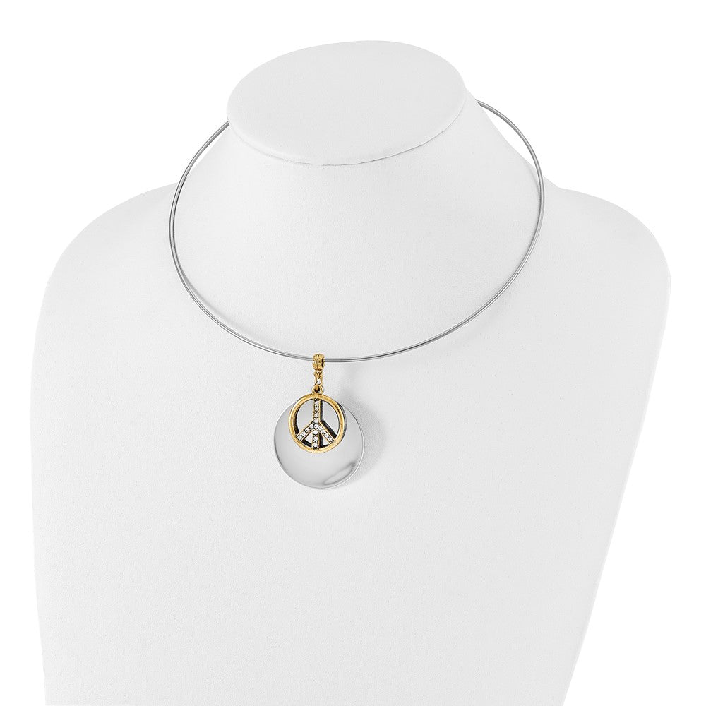 Mode 1928 Silberfarben & Goldfarben Kristall Frieden Symbol Choker Halskette