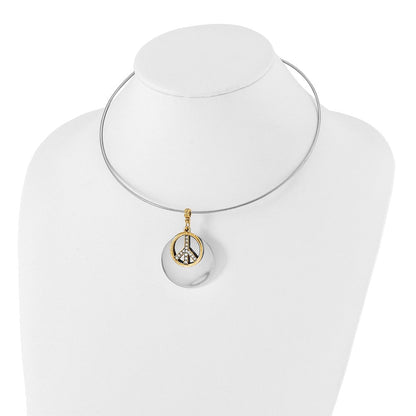 Mode 1928 Silberfarben & Goldfarben Kristall Frieden Symbol Choker Halskette